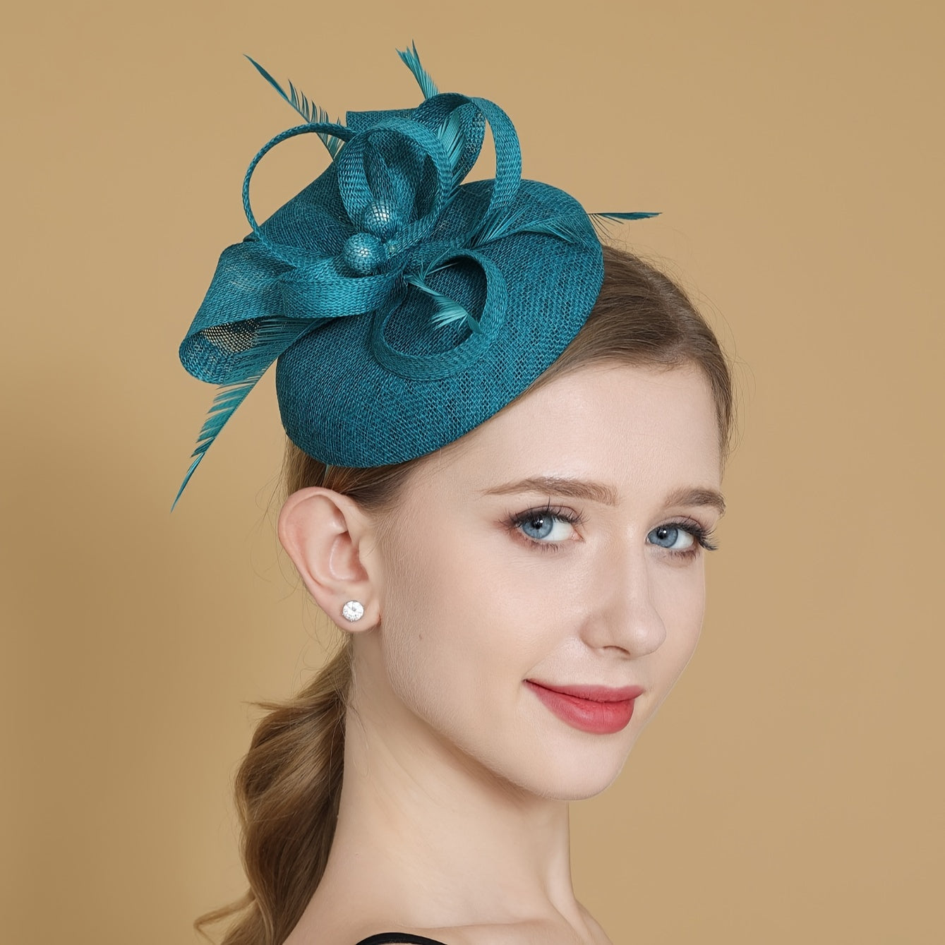 Retro Style Headband with Faux Feathers and Ribbon Knot for Weddings and Events