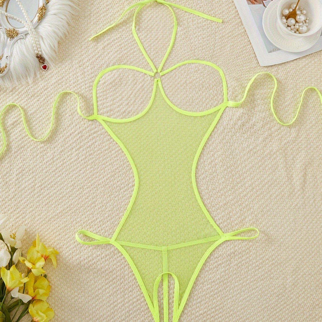 Women's Black Lace Bodysuit for Nightwear and Lingerie