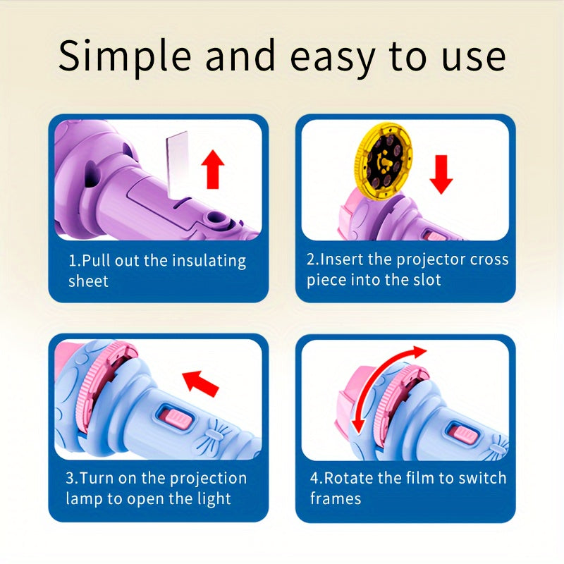 Educational Toy for Ages 3 Plus Winter Fun Projection Flashlight Puzzle Cards with Animal Dinosaur Vehicle and Space Themes