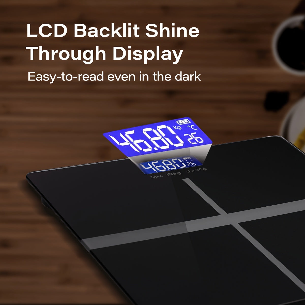 HOTU 1 dona kengaytirilgan raqamli vazn o‘lchagich, orqa yoritilgan LCD displey bilan, 176.9 KG gacha sig‘imi, aniq va xavfsiz, raqamli o‘lchagich.
