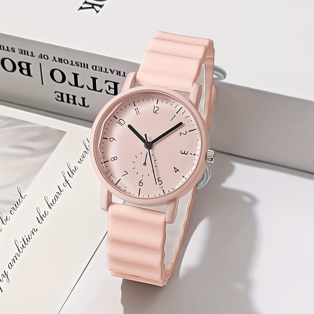 Ayollar uchun kvarts soat, Makaron ranglari, Silikon taxtasi, kundalik uchun yumaloq ekran