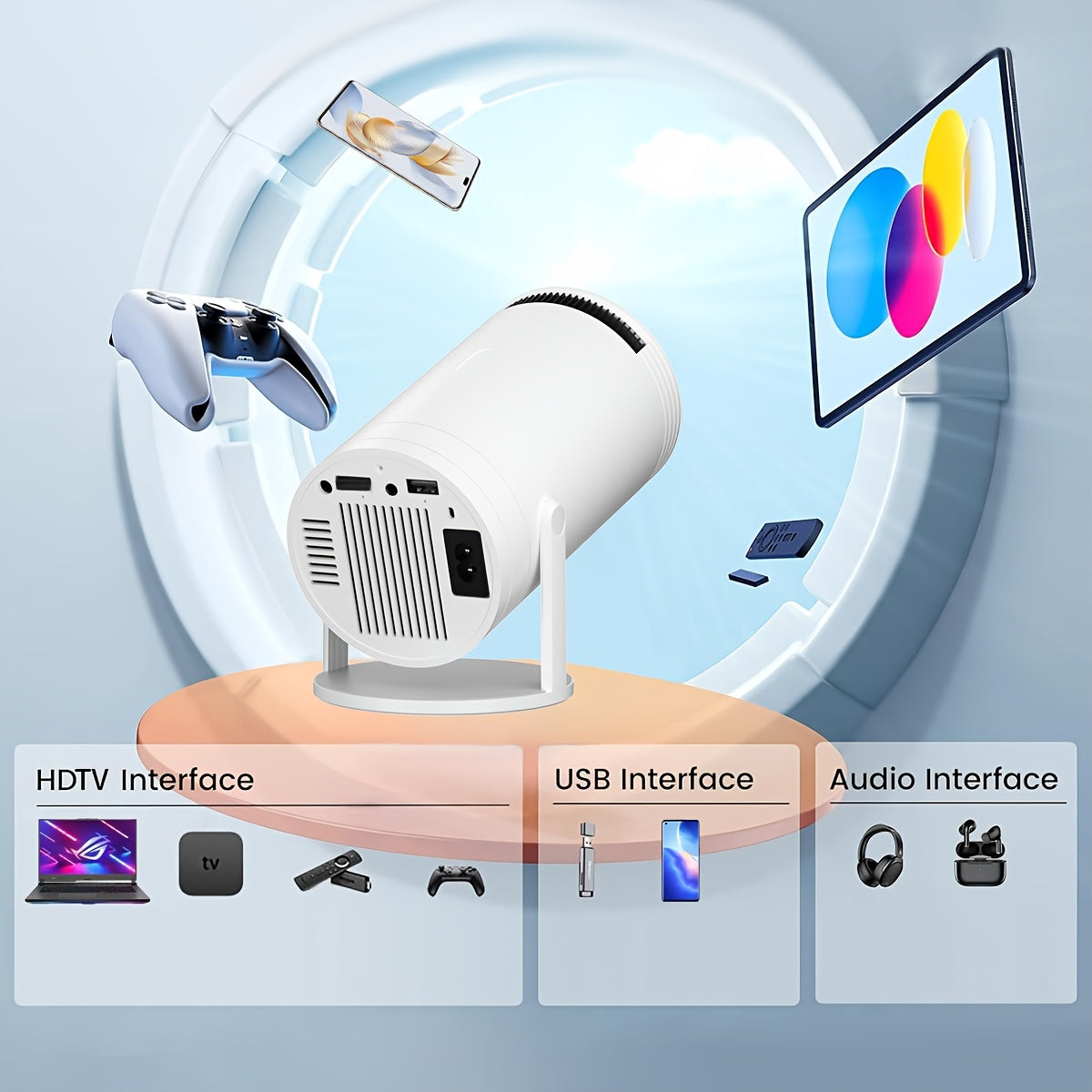 Mini Projector Supports 4K Video Wireless Portable Screen for Smartphones