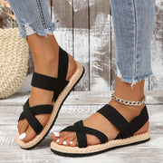 Women's Cross Strap Flat Sandals Casual Slip-On Ankle Strap Shoes