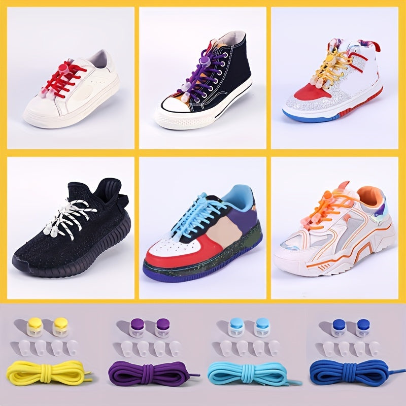 Adult Spandex Elastic Shoelaces Lazy Tie-Free Sneakers 100cm