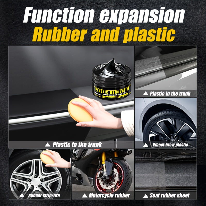 Restaurador de piezas de plástico para coche, interior negro, pulidor de molduras, brillo para neumáticos, cuidado del cuero