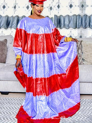 Women's Red Purple Dashiki Robe Turkish Kaftan Loose Fit Party Evening Gown