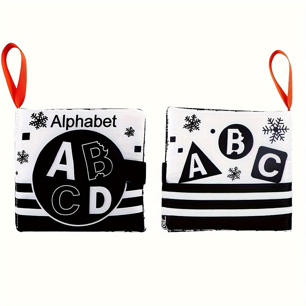 Children's Soft Fabric Toy for Tummy Time Black and White High-Contrast Design