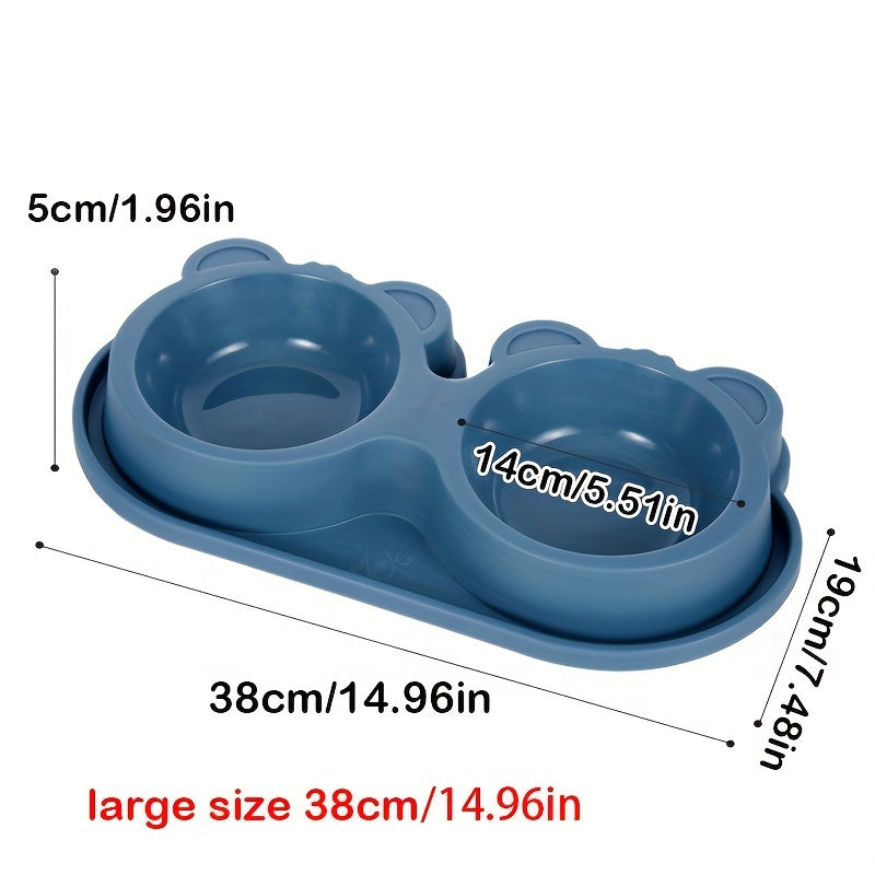 Stainless Steel Double Dog Bowls Set on Spill-Proof Stand for Drinking and Feeding