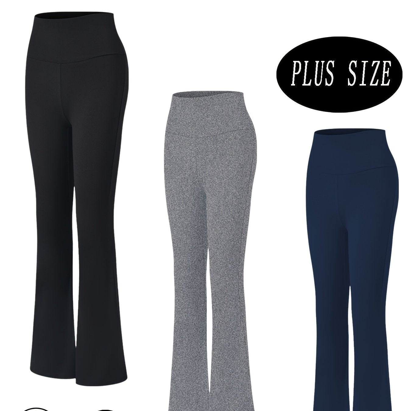 Plus Size Women's Soft High Waist Flare Pants Tummy Control Bootleg Leggings