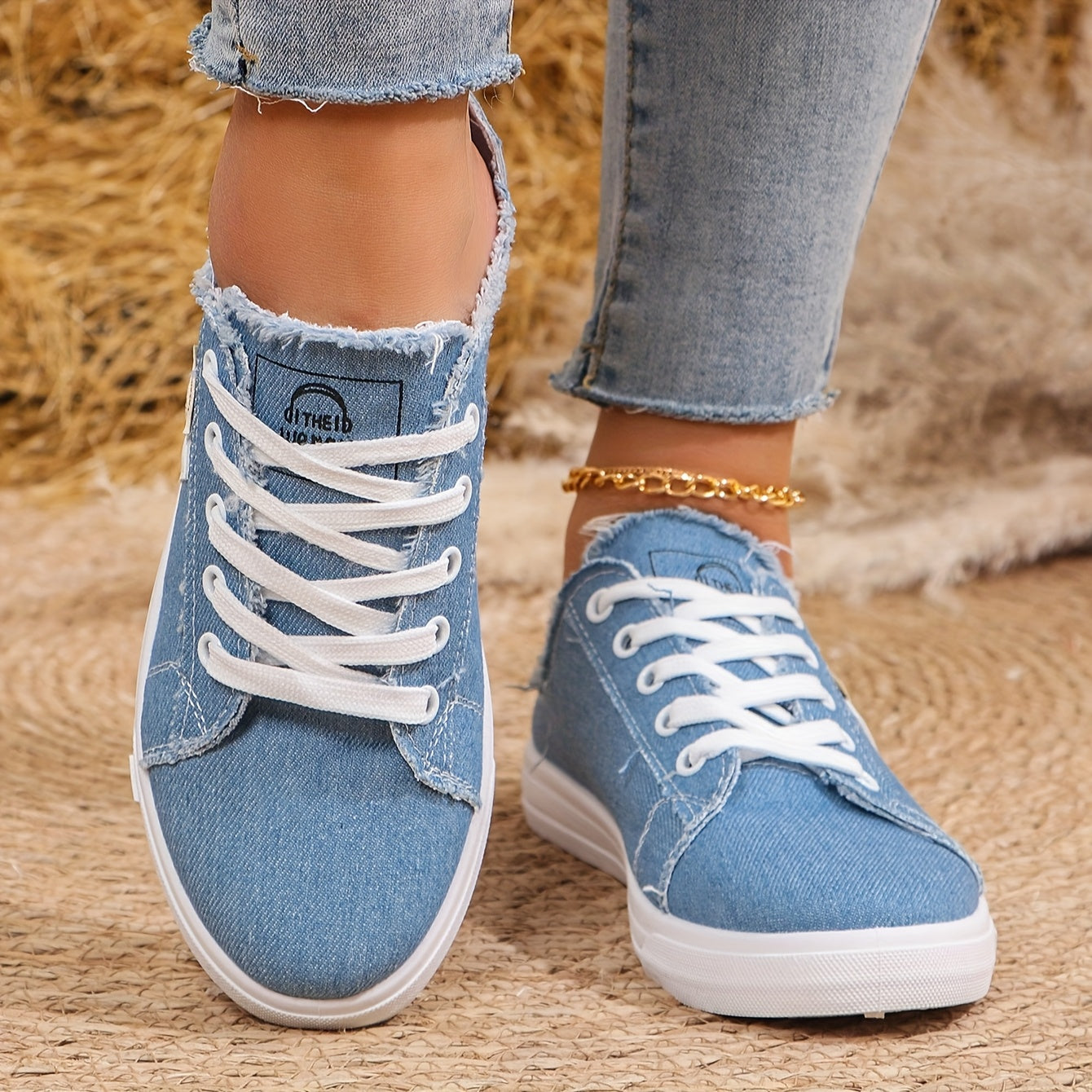 Women's Casual White Fabric Sneakers with Soft Sole and Round Toe