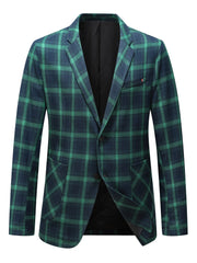 Men's Plus Size Summer Blazer Casual Plaid Long Sleeve Polyester Suit Jacket