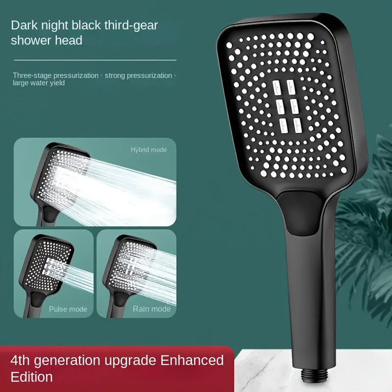 Cabezal de ducha ajustable cuadrado con salida de agua gruesa y potente rociado plata