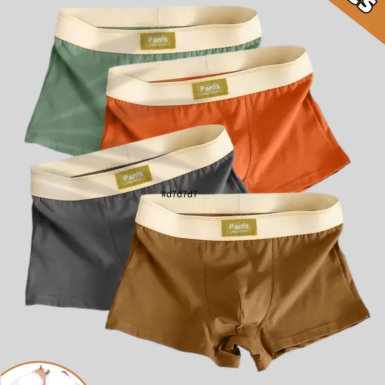 Men's Cotton Boxer Briefs Breathable Stretch Comfortable for Sports and Daily Wear