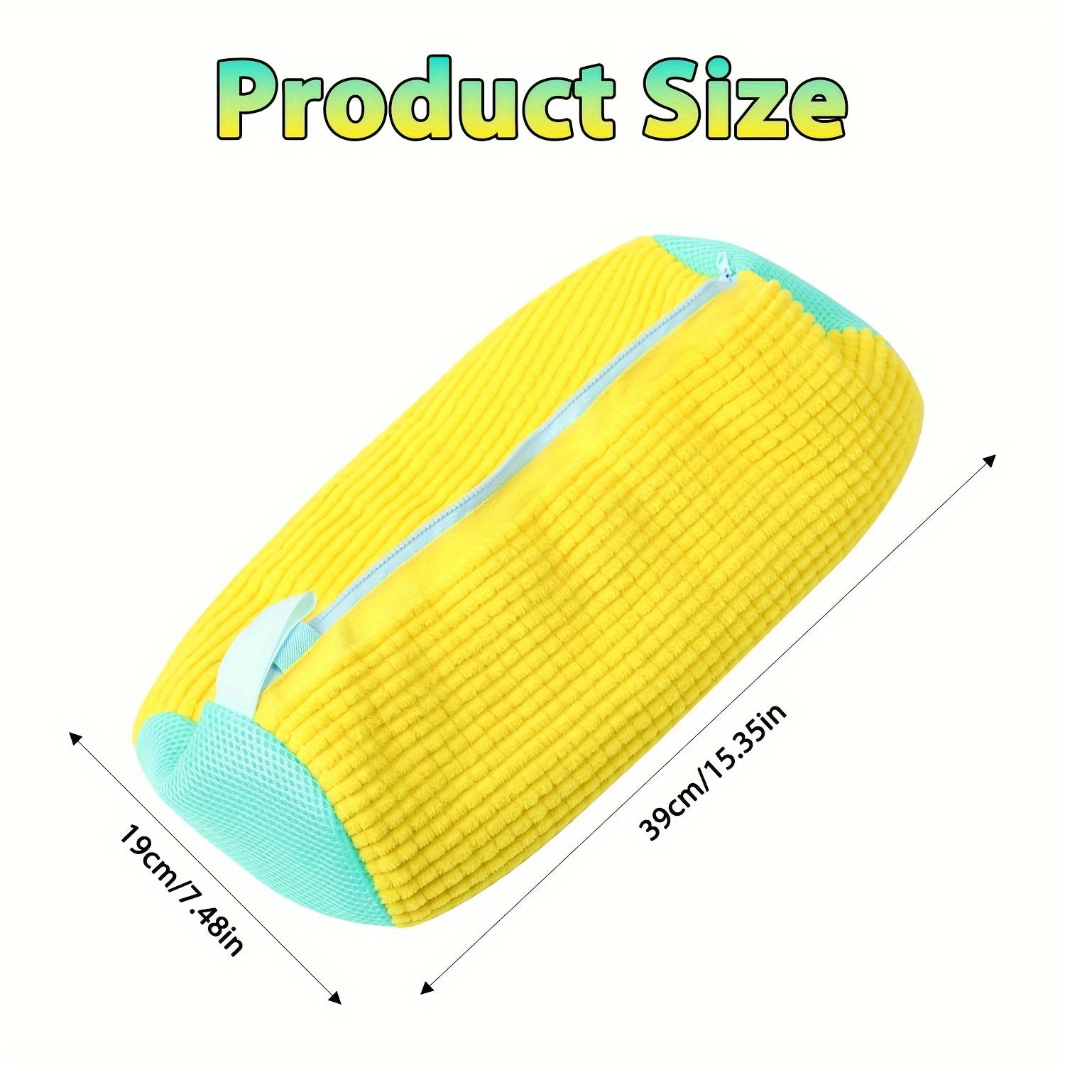 Bolsa de lavado para zapatos con cremallera en color teal y amarillo para protección en lavandería