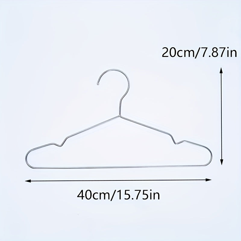 Set of 10 Stainless Steel Clothes Hangers Non-slip Durable Space-saving Wardrobe Storage