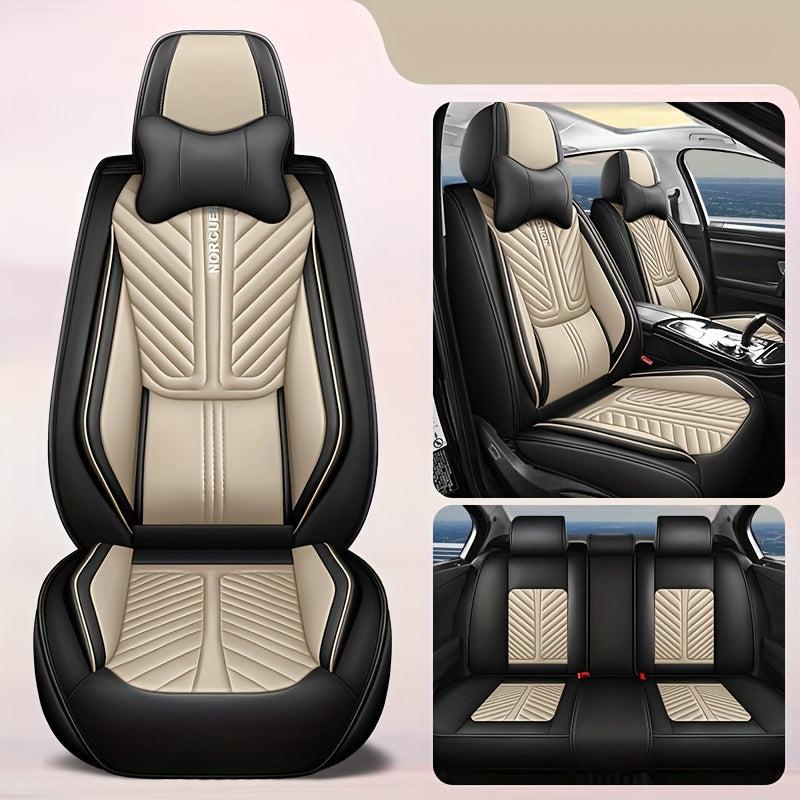 Universal PU Leather Car Seat Cover Set for All Vehicles Full Coverage