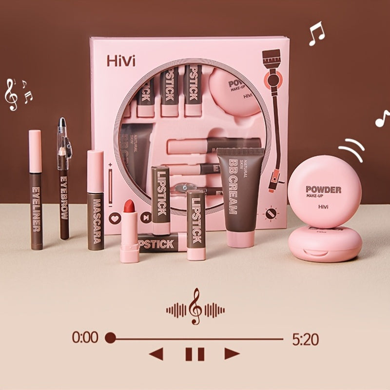 Набор косметики в подарок для женщин с помадой, BB-кремом, прессованной пудрой, подводкой для глаз и тушью для маминого дня