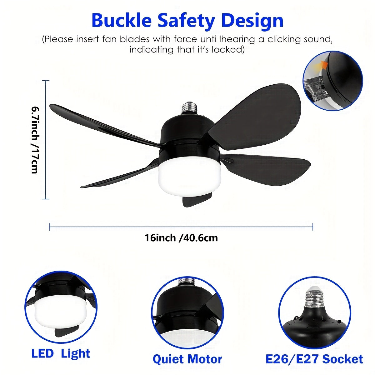 Modern 3-Color LED Ceiling Fan Light with Remote Control Adjustable Speed Timer Infrared Wireless