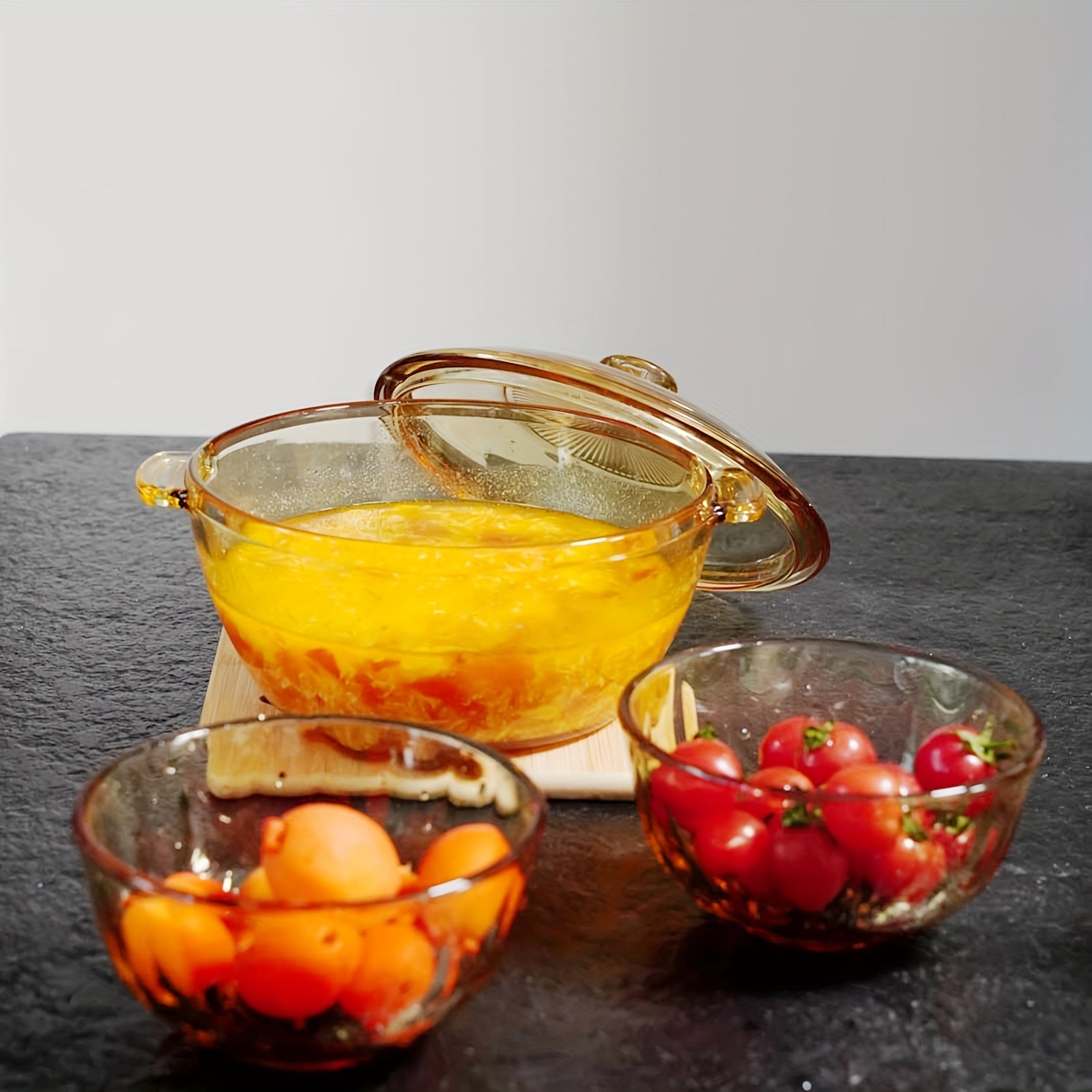 Shisha Qozon To'plami Qopqoq bilan - 1.5L Yuqori Haroratga Bardoshli Sho'rva Qozoni, Qovurma Qozoni, Ikkita Xizmat Qozoni va Isiga Bardoshli Matni o'z ichiga oladi - Naqssiz Dizayn, Sho'rva va Sut Pishirish uchun Mukammal