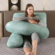 Homiladorlik yostiqi, yonma-yon yotish uchun G-shaklidagi belni qo'llab-quvvatlovchi yostiq, ajratiladigan kristal velur qopqoq bilan, kutayotgan onalar uchun ideal