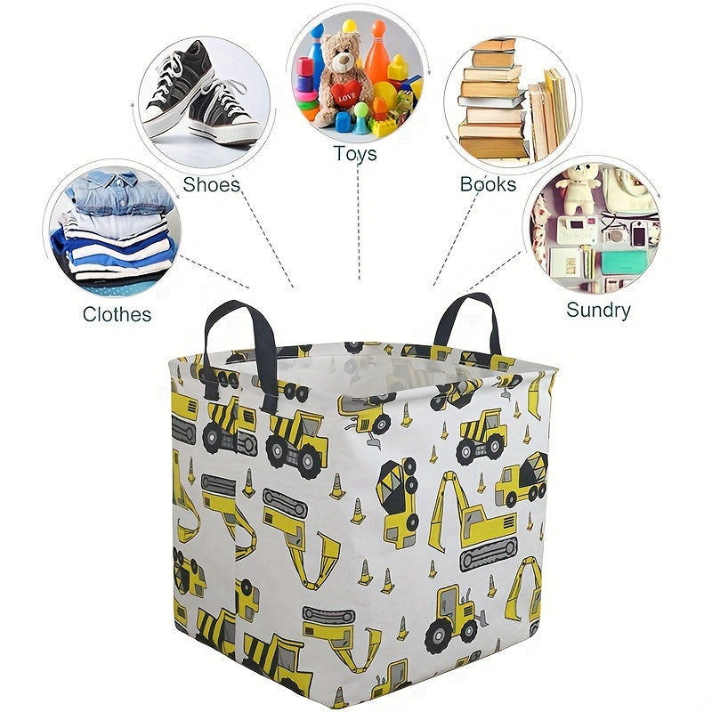 Foldable Canvas Laundry Basket with Waterproof Coating for Clothes and Toys, Large Storage