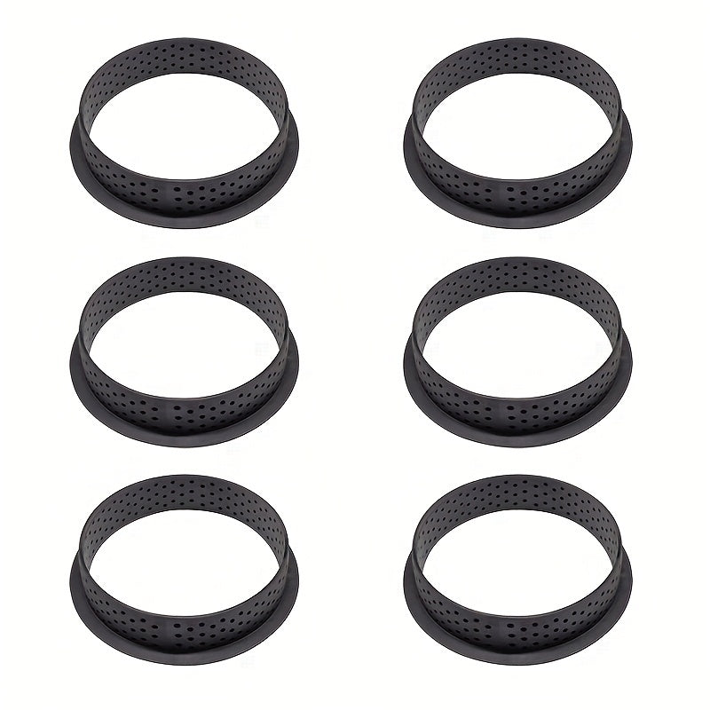 Set of 6 Perforated Tart Rings for Mousse and French Desserts, Non-Stick Bakeware