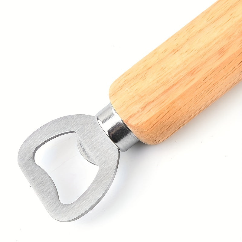 10pcs Stainless Steel Bottle Openers with Wooden Handles for Beer Wine Juice