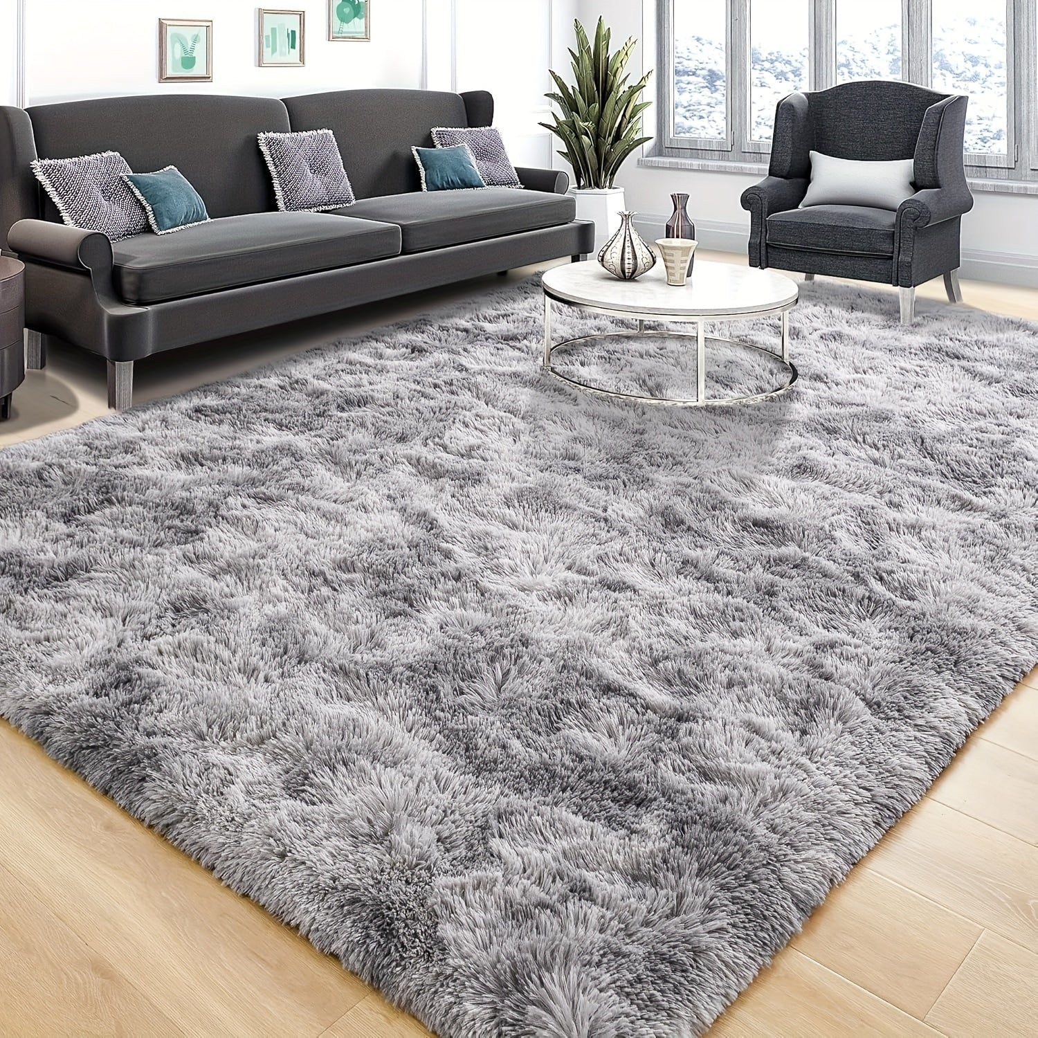 Cozy Shag Polyester Area Rug for Living Room and Bedroom in Multiple Colors