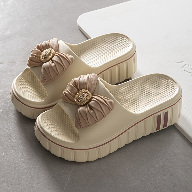 Women’s Summer EVA Slide Sandals Open-Toe Casual Beach Shoes Beige Non-Slip