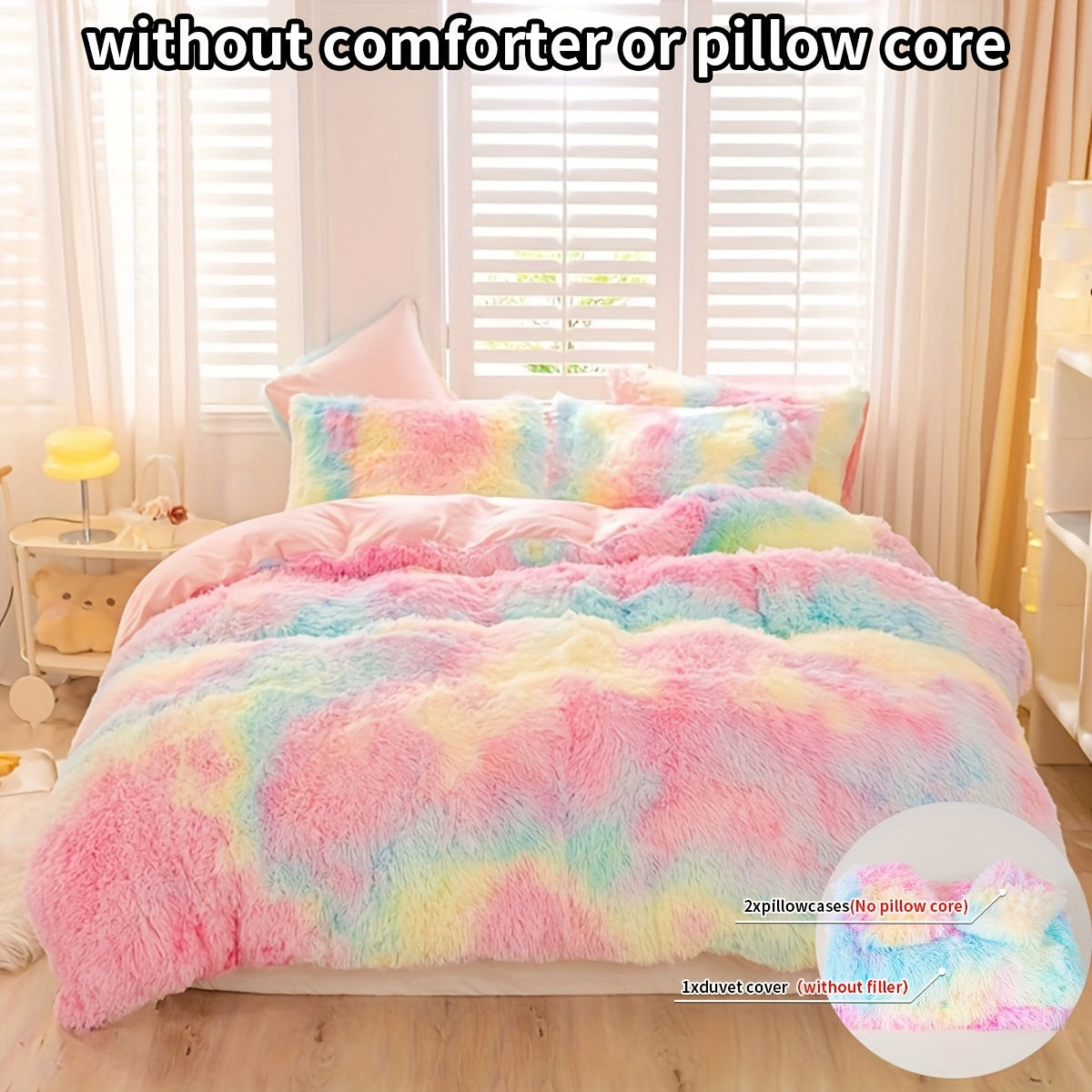 Y2K Tie Dye Plush Duvet Cover Set Includes 1 Duvet Cover and 2 Pillowcases Soft Warm Bedding
