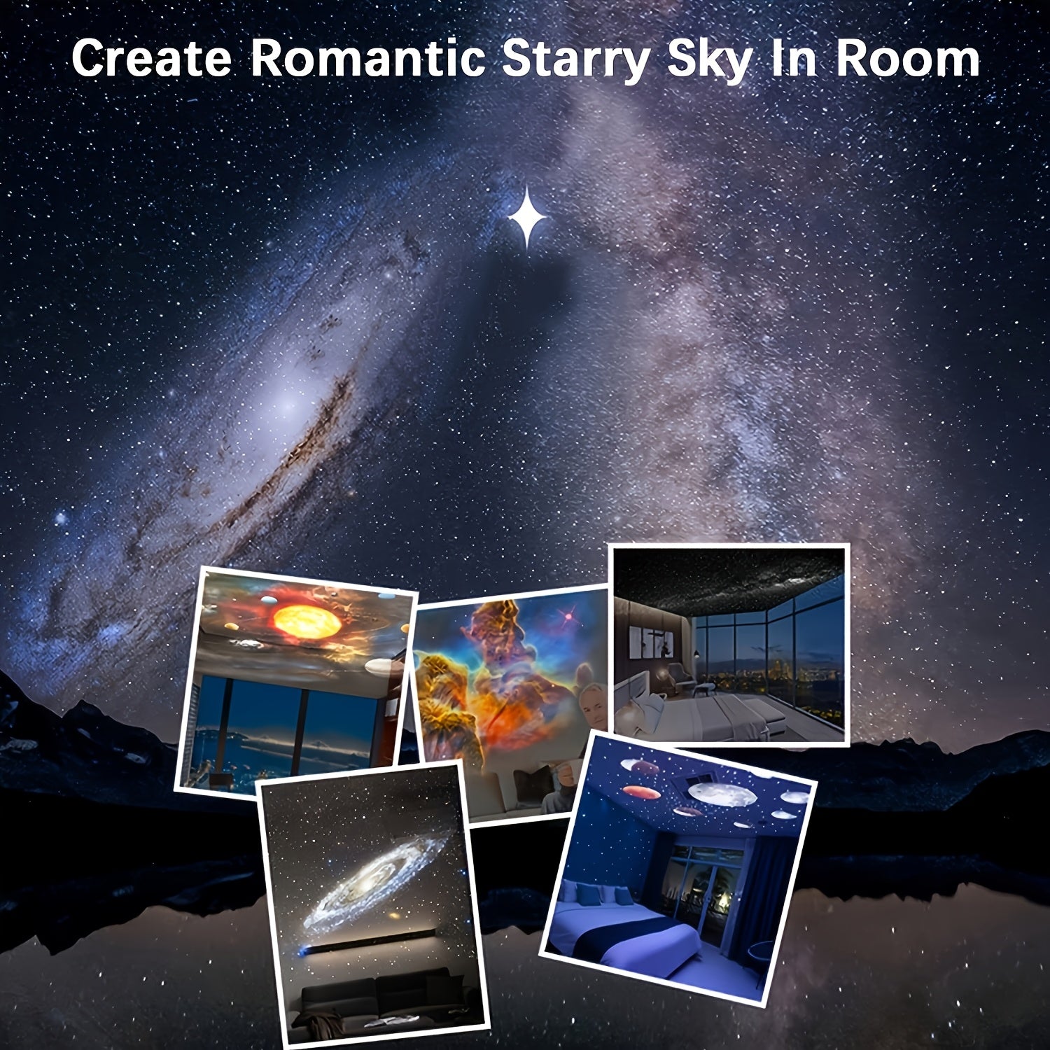 Galaxy Projector with 360° Rotation Star-Shaped Nebula Ceiling Light for Bedroom Romantic Gift