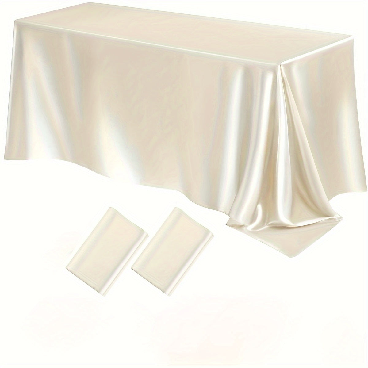 Satin Tablecloths 2-Pack Rectangular Polyester 259x147 cm for Weddings Parties