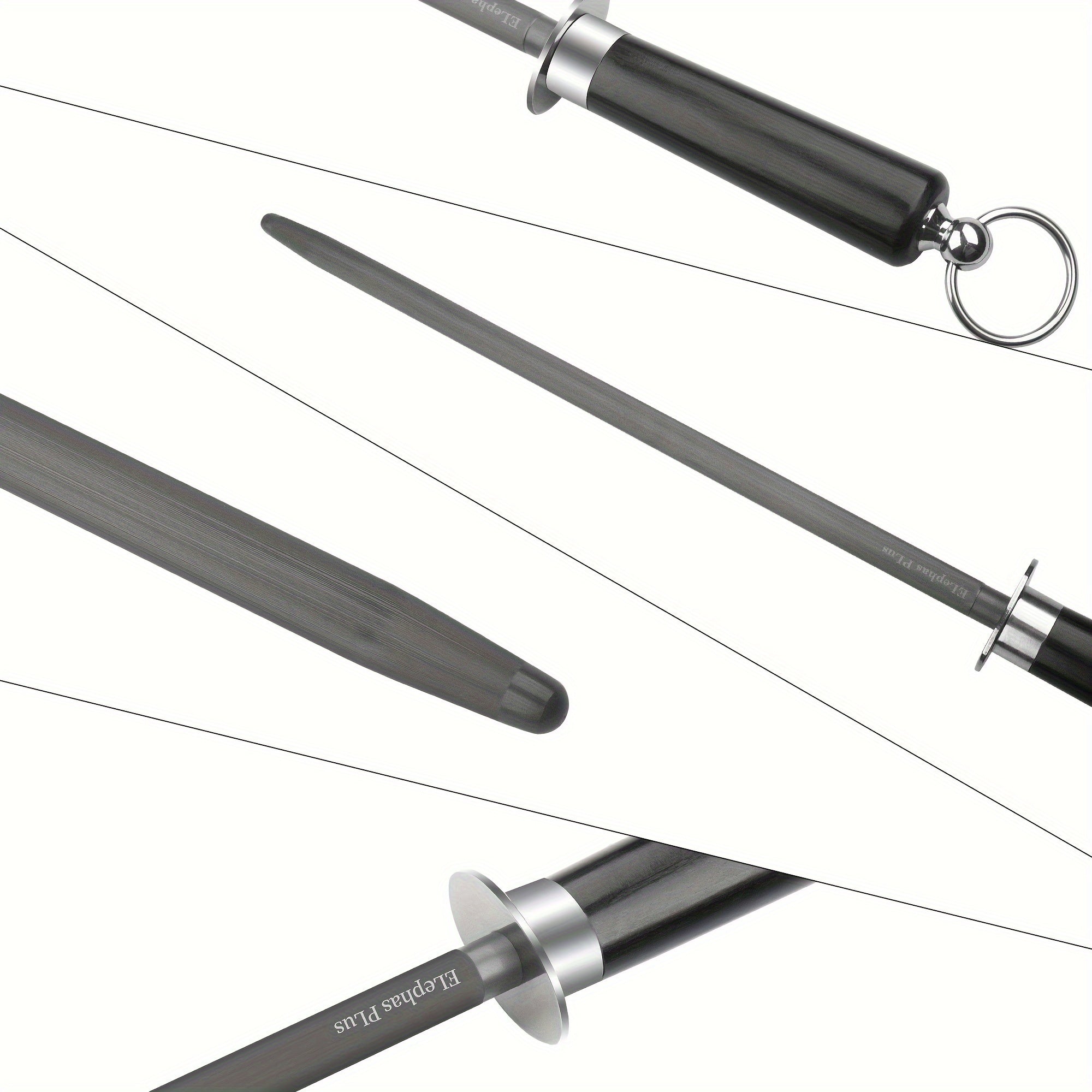 12-Inch Manual Knife Sharpener Honing Steel with Fine Grit for Kitchen Knives