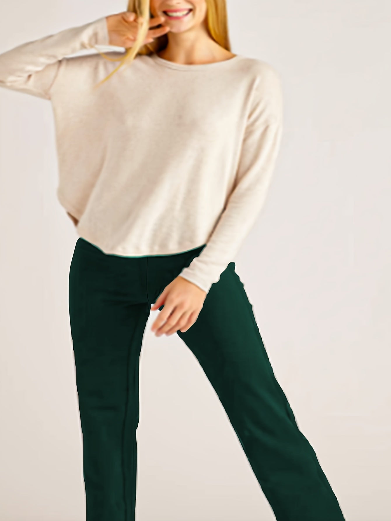 Plus Size Elastic Straight Leg Pants Womens Plus Size Cotton Casual Trousers