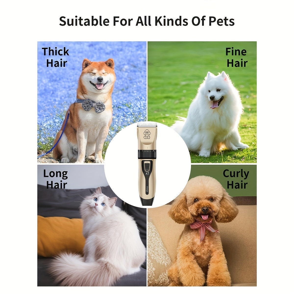Pet Grooming Clipper USB Rechargeable Low Noise for Cats Dogs and Human Hair