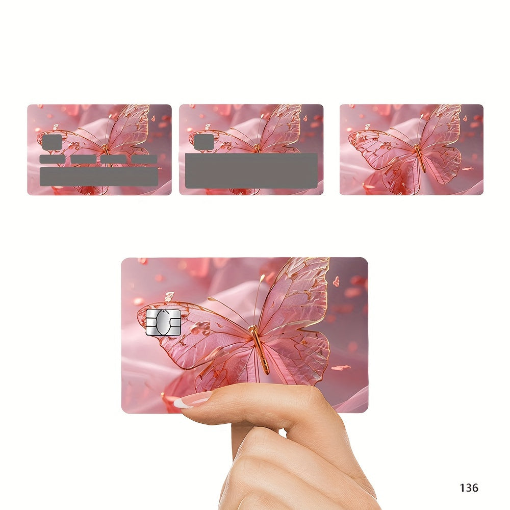 Set of 4 Waterproof PVC Butterfly Credit Card Protectors with Glamorous Designs