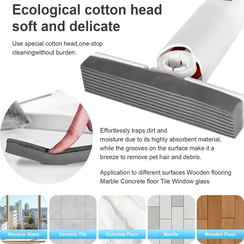 Kichik mop to'plami, 2 ta gubka boshli va shisha squeegee bilan hammom, avtomobil oynalari uchun