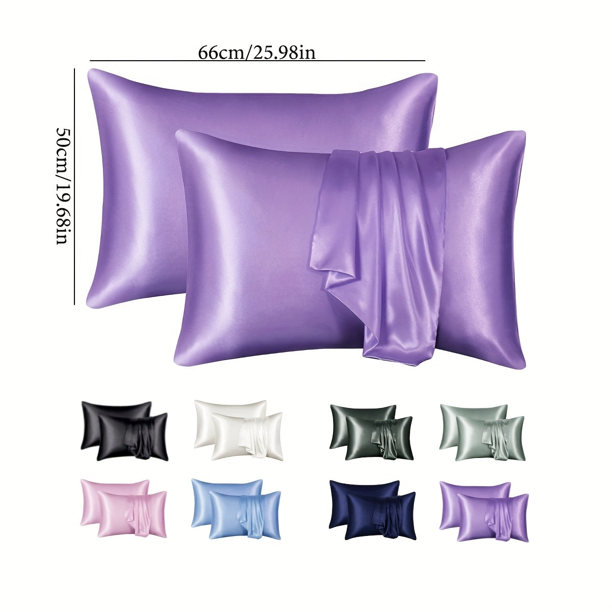 Juego de 2 fundas de almohada satinadas hipoalergénicas de poliéster con cierre de sobre 200gsm