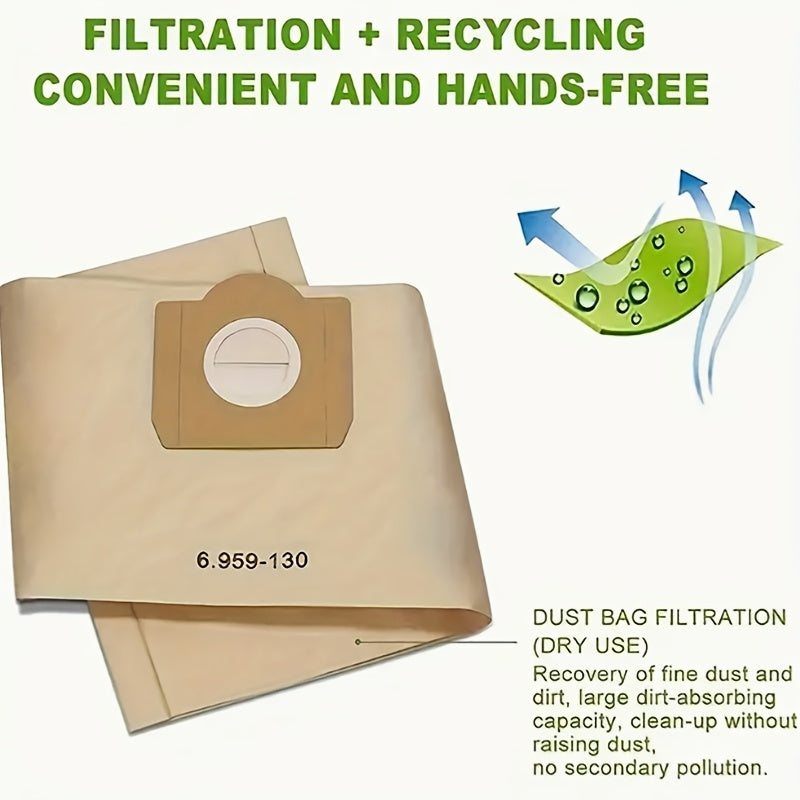Set of 5 HEPA Dust Filter Bags for Vacuum Cleaners with Durable Paper