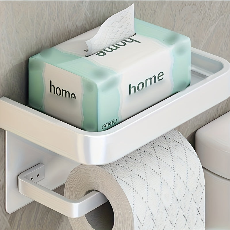 Toilet Paper Holder with Shelf Bathroom Storage Organizer