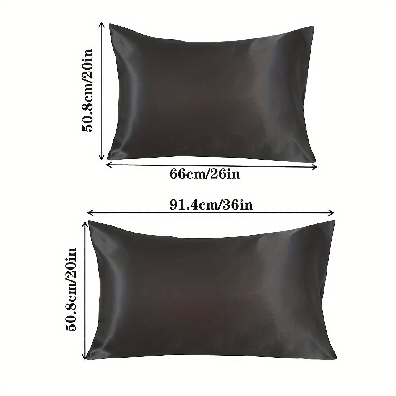 Set of 2 Satin Pillowcases Solid Color Envelope Style for Hair and Wrinkle Reduction