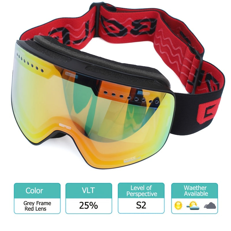 Adult Ski Goggles Mirrored Double Layer Lens TPU Frame for Snowboarding and Ice Skating