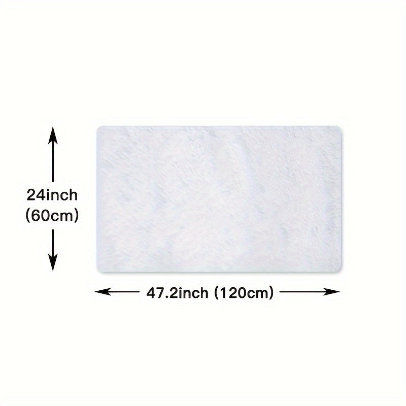 Soft White Faux Fur Area Rug Rectangle Non-Slip Stain-Resistant Indoor Carpet