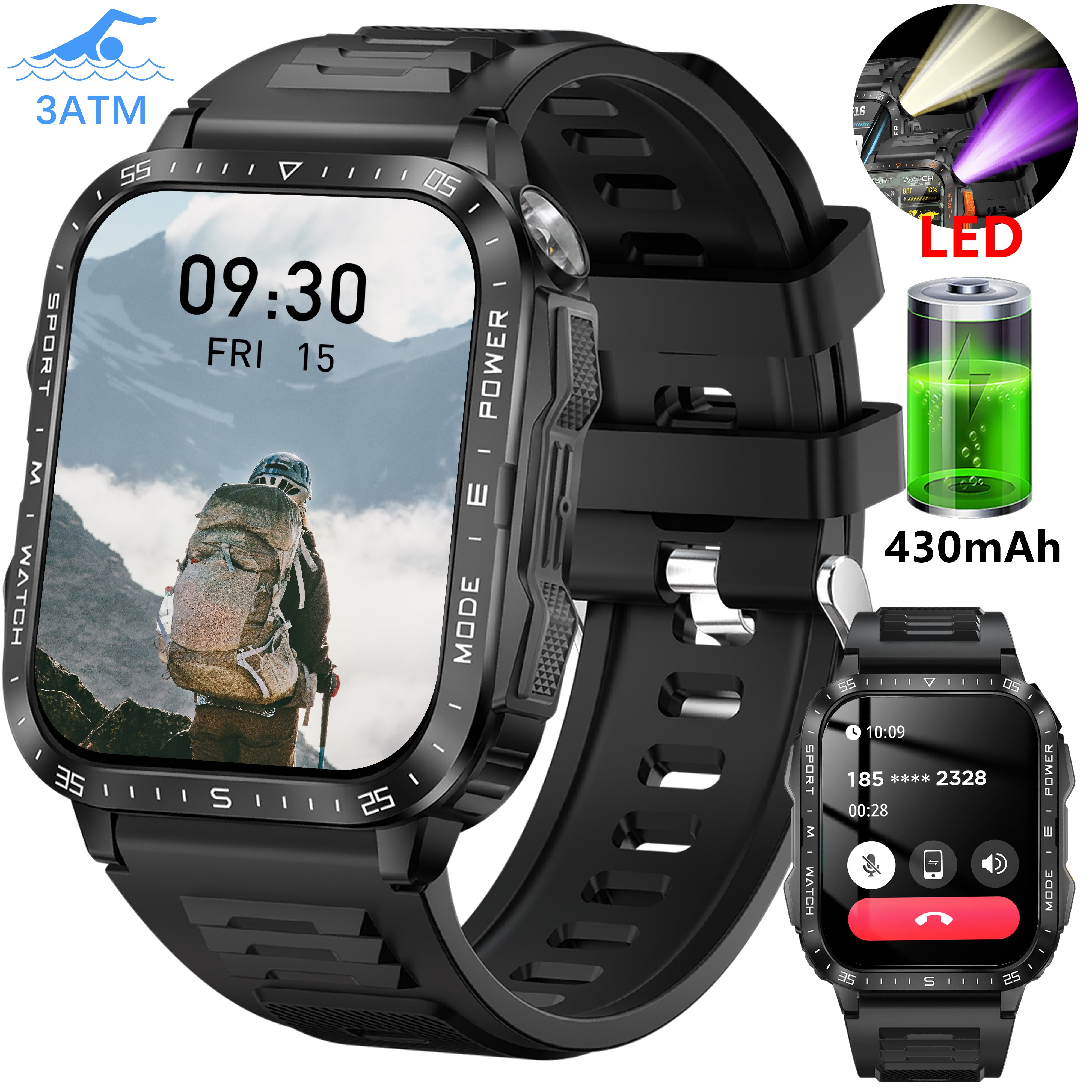 HD 4.98cm Smartwatch with 100+ Sports Modes AI Voice Assistant Sleep Monitoring Fitness Tracker for iOS Android
