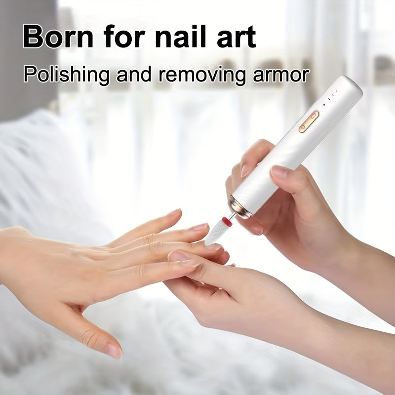 Rechargeable Electric Nail Drill Set with 5 Drill Bits for Gel Nails Home Manicure Pedicure