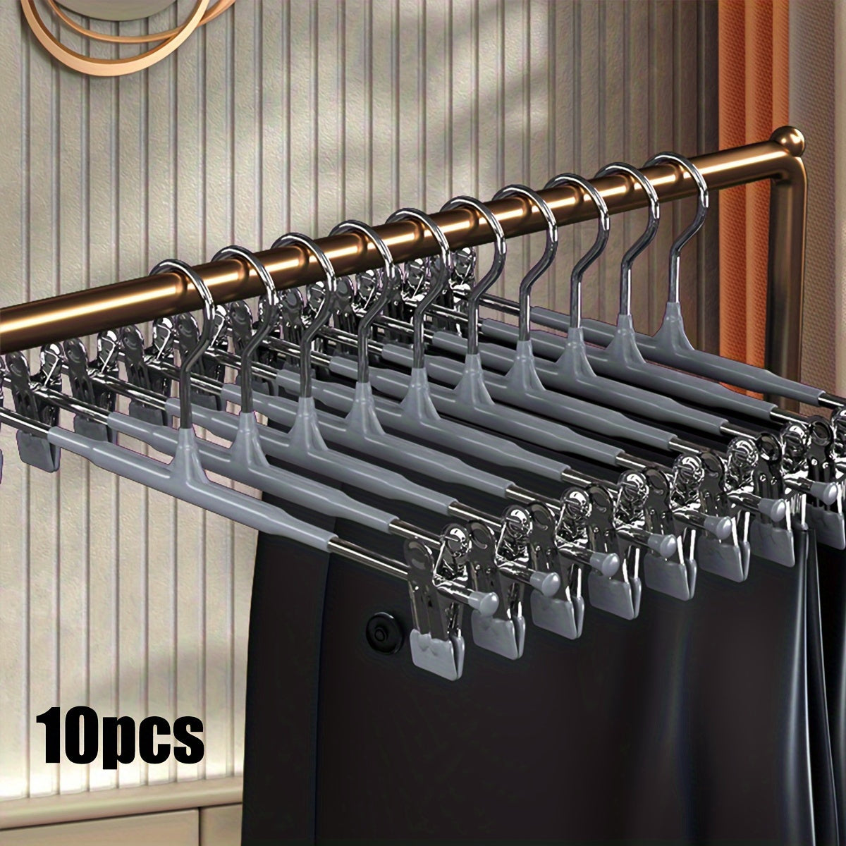 Adjustable Clothes Hanger with Stainless Steel Skirt Clip Drying Rack Pack of 10 or 20