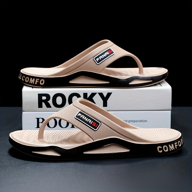 Men's Lightweight EVA Flip Flops for Beach Camping Casual Black White