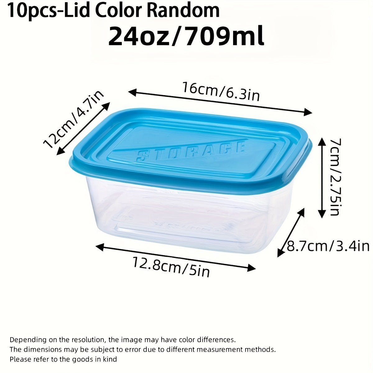 Set of 10 Clear Rectangular Food Storage Containers with Lids, Stackable, Microwave Safe