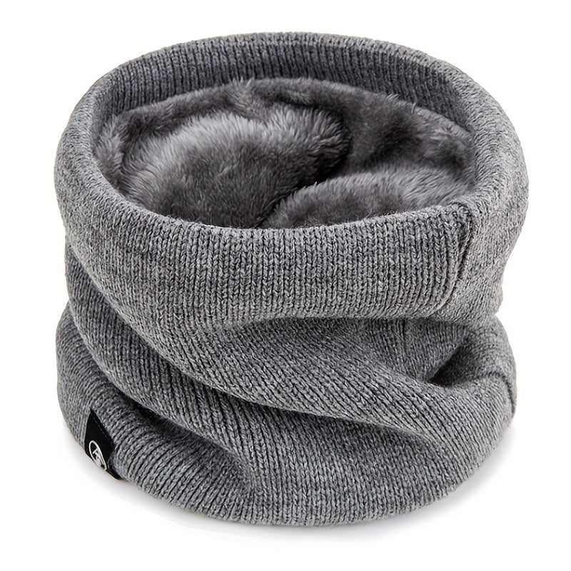 Black Men's Cozy Knit Neck Gaiter with Fleece Lining Winter Scarf Face Mask