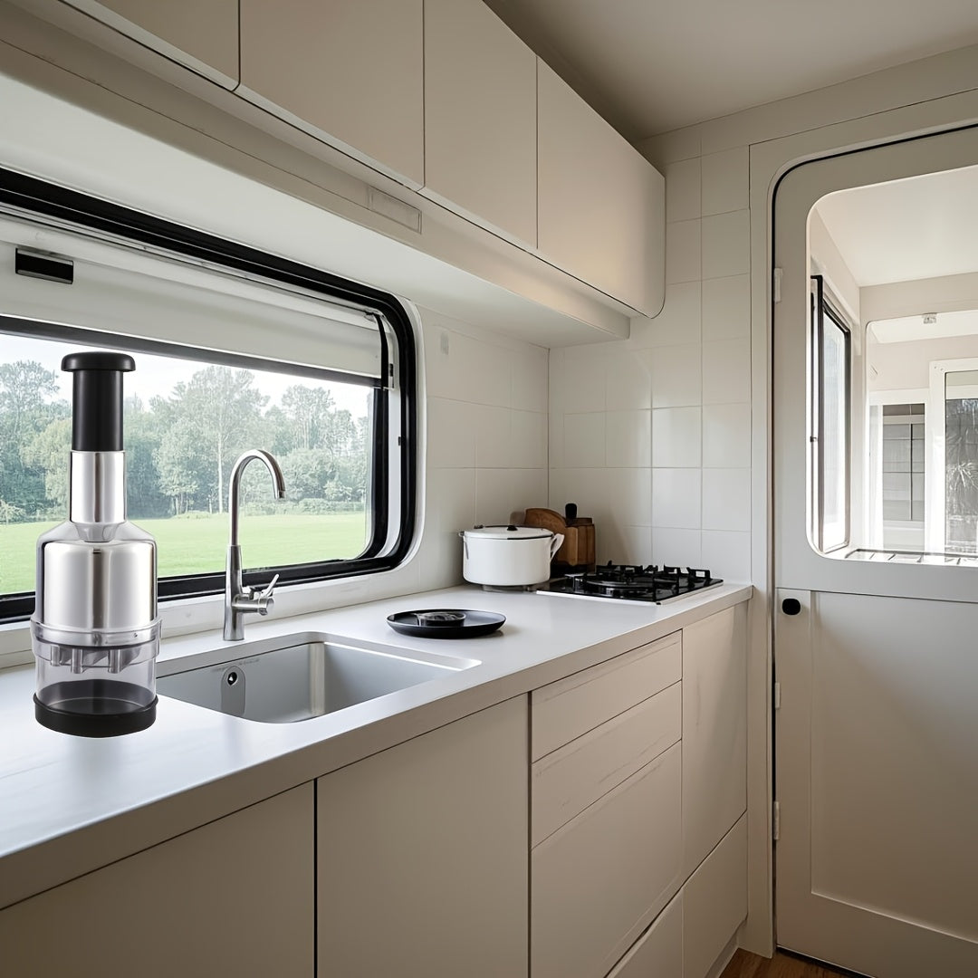 Stainless Steel Manual Garlic Press and Food Chopper for Vegetables